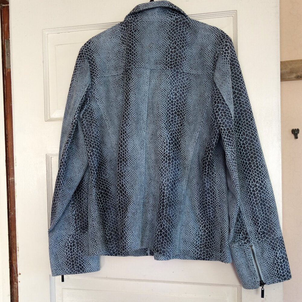 Dialogue Blue Washable Faux Suede Python Embossed… - image 2